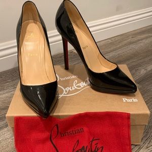 Christian Louboutin black Pigalle 120 patent pump